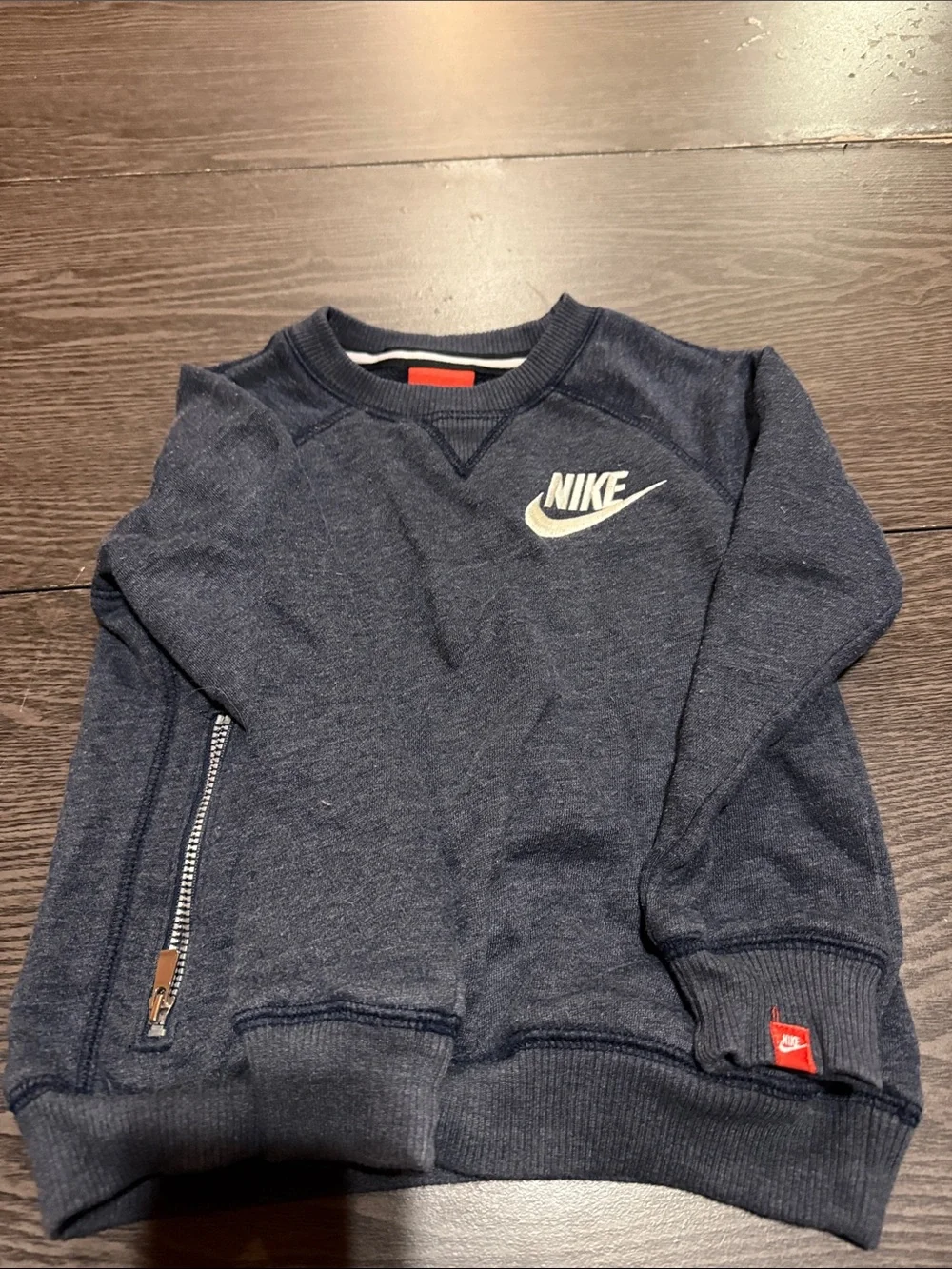 Nike Kids Dark Blue Crewneck Sweatshirt with White Logo